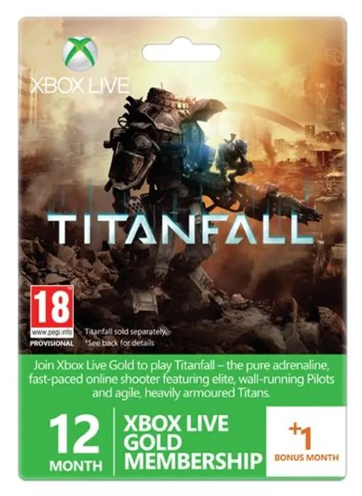 12 + 1 Month Xbox Live Gold Membership - Titanfall Branded (Xbox One/360) 3 12 + 1 Month Xbox Live Gold Membership - Titanfall Branded (Xbox One/360)